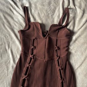Cut Out Ribbed Midi Dress